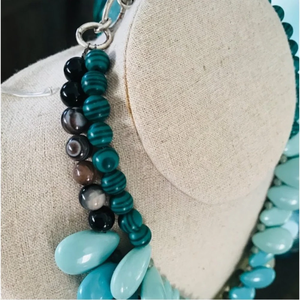 Stella & Dot Retired🧜🏼‍♀️Delilah Sea Greens+Turquoise Blue Statement Nec… - Picture 10 of 12